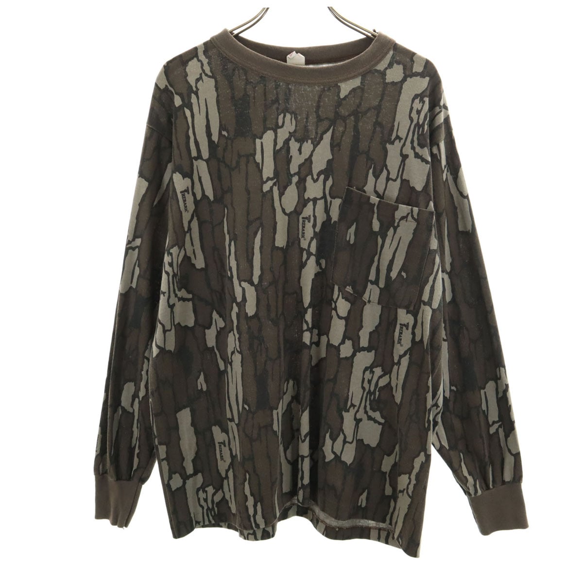 CRAFTED WITH PRIDE クラフテッドウィズプライド 90s オールド TREBARK カモ柄 長袖 Tシャツ ブラウン ロンT 胸ポケ メンズ 古着