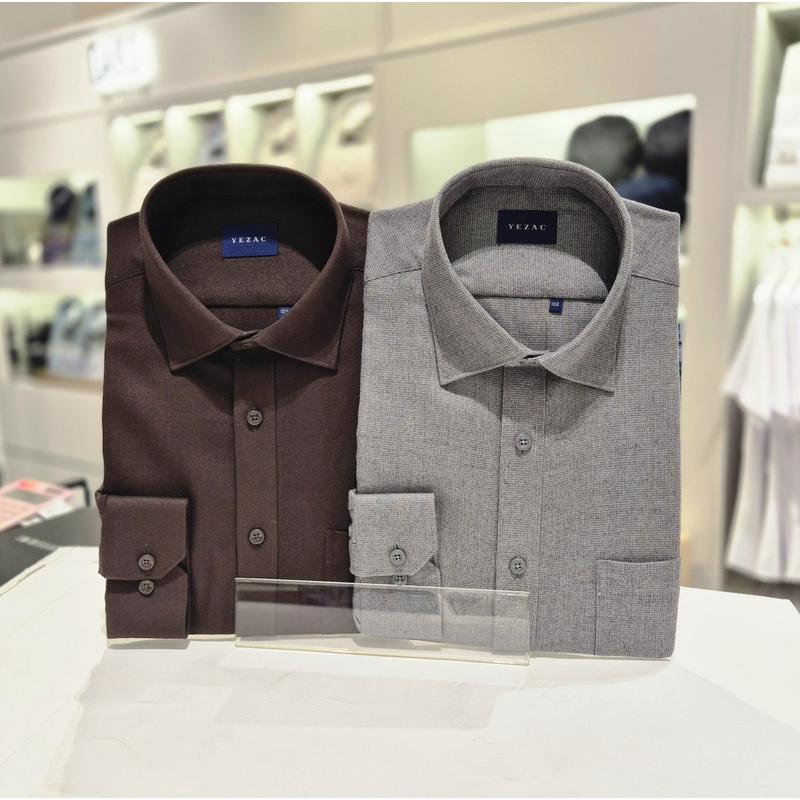 長袖レギュラーフィット起毛ソリッドビジネスカジュアルシャツWR126_s