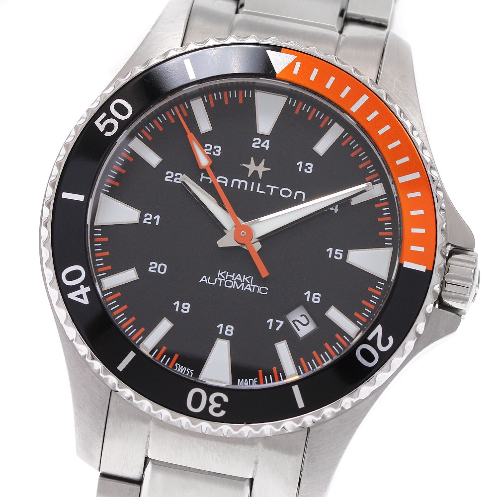 ハミルトン HAMILTON H823050 カーキ ネイビー スキューバー デイト 自動巻き メンズ _935234【中古】