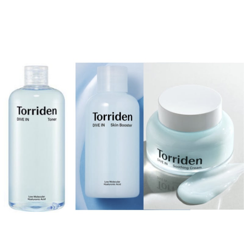 【3点セット】ダイブイン 低分子 ヒアルロン酸 スージング クリーム 100ml/乳液/ローション200ml/トナー300ml