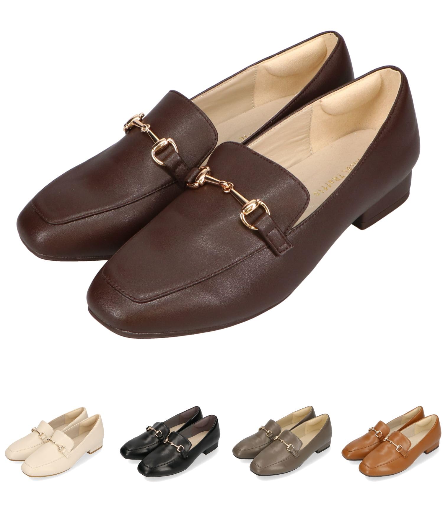 【跳べるパンプス】スクエアトゥビットモチーフローファー/レディースR-3210