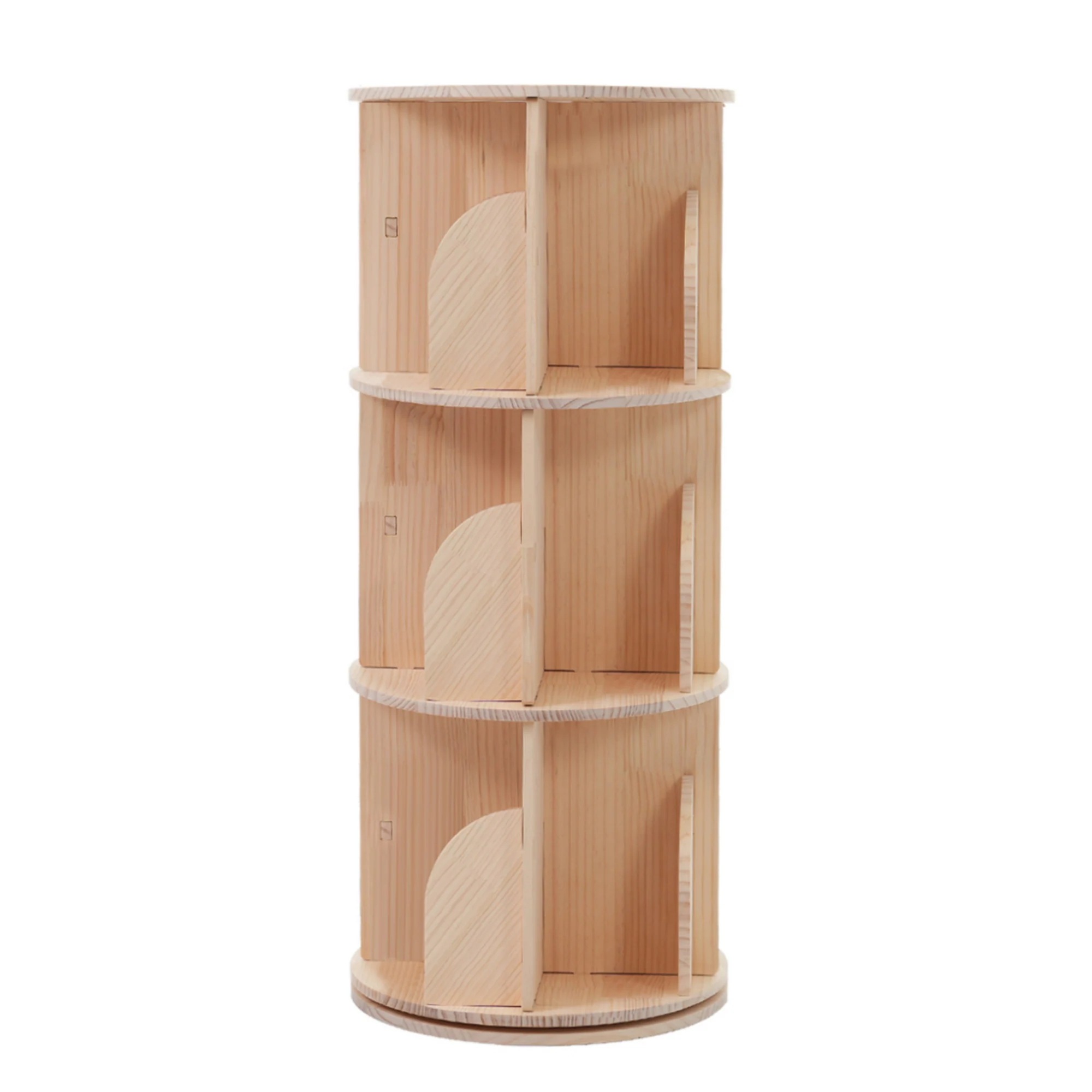 【国内発送Ｍ】673【3段-回転盤タイプ】無垢材 回転式本棚 飾り棚 絵本棚 360回転本棚 コミック収納棚 本棚 大容量 回転ラック 組立簡単 省スペース 収納ラック 2段3段4段5段