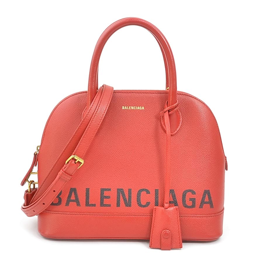 バレンシアガ BALENCIAGA ハンドバッグ ショルダーバッグ ヴィル トップ ハンドル レザー レッド ゴールド レディース e60634a