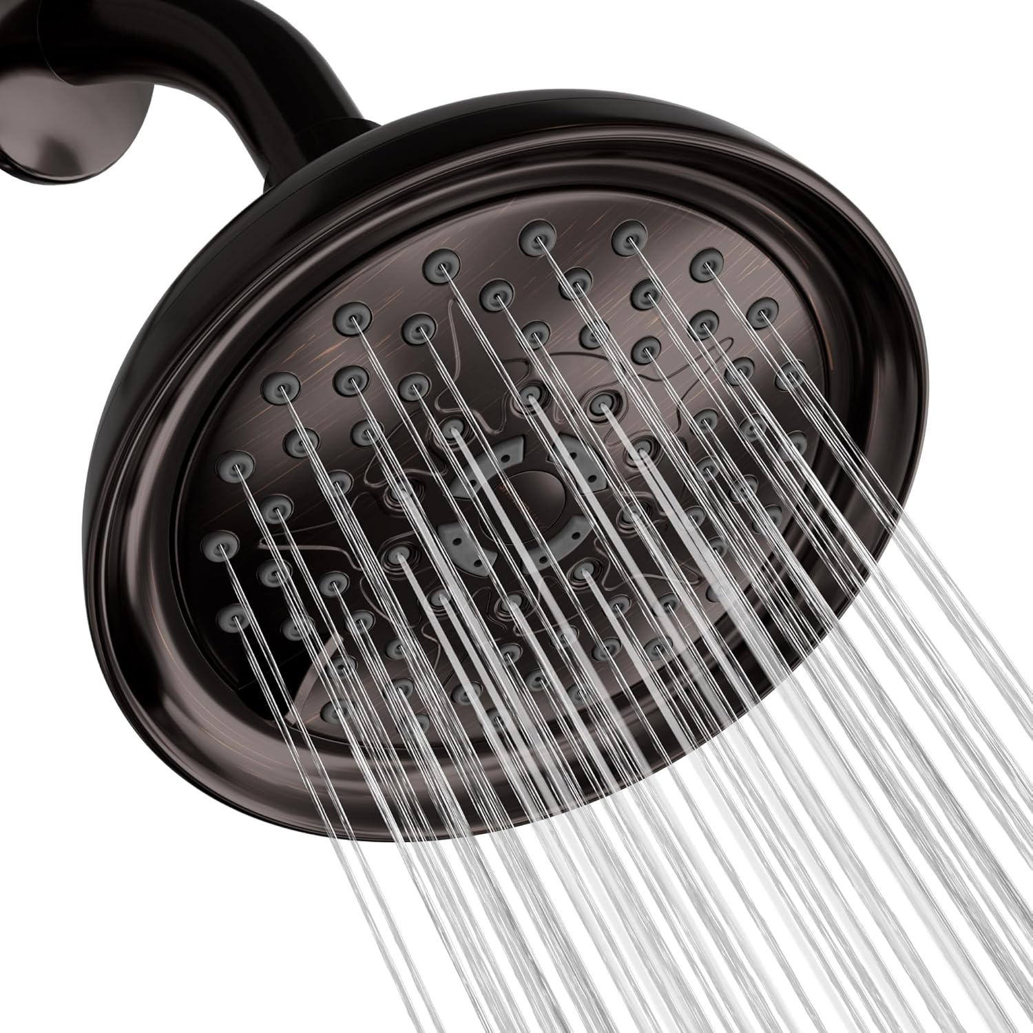 ShowerMaxx ラグジュアリースパシリーズ ブロンズシャワーヘッド 5インチ 6段階のスプレー設定 調節可能な高圧シャワーヘッド 360度の傾き 最大の快適さと優雅さを体験 (オイル磨きブロンズ