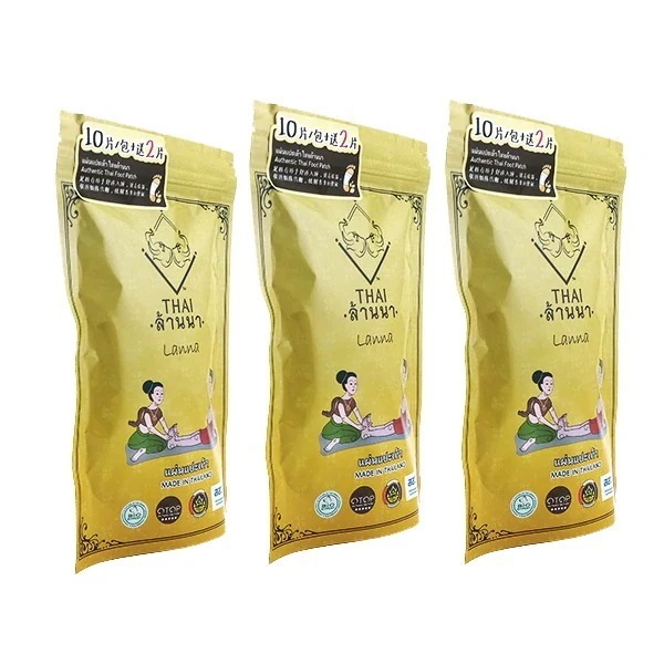 ランナーフットパッチ 10枚 3袋 LannaFootPatch 足裏 リフレッシュ リラックス 竹酢 チャコール 炭 海外発送 ヤマト国際便発送