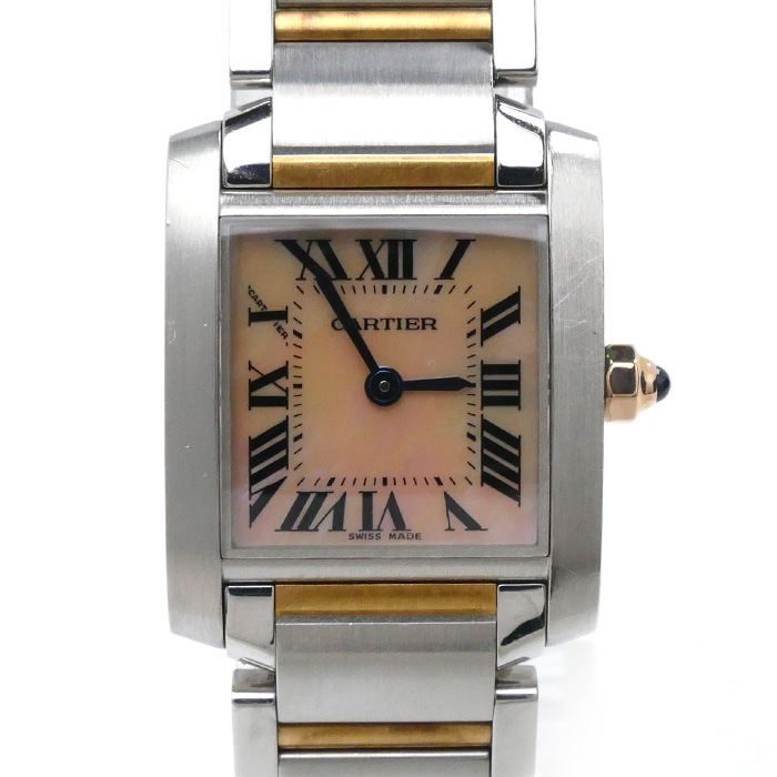 CARTIER カルティエ タンクフランセーズ SM 腕時計 電池式 W51027Q4 ピンクシェル文字盤 レディース 中古 219,000円
