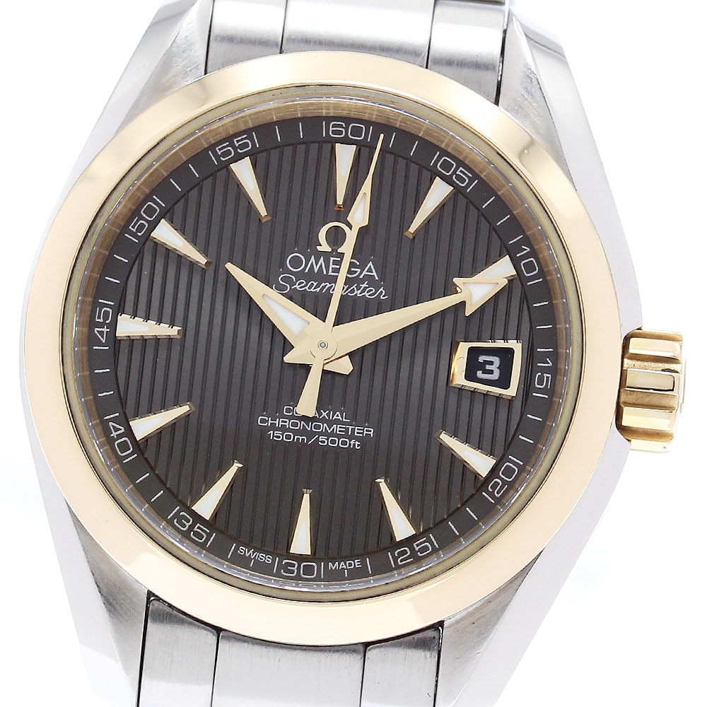 オメガ OMEGA 231.20.30.20.06.004 シーマスター アクアテラ コーアクシャル YGベゼル 自動巻き レディース 良品 箱付き_875434【中古】