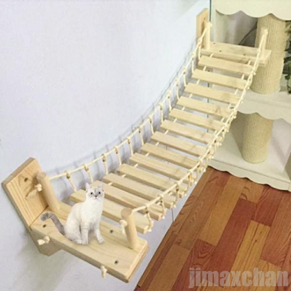 おペット 用 猫 はしご 壁付け 吊り橋 キャットウォーク キャットタワー キャットラダー 可愛い ねこ 猫用 バースデーギフト お誕生日祝い 玄関 部屋 DIY デコレーショ