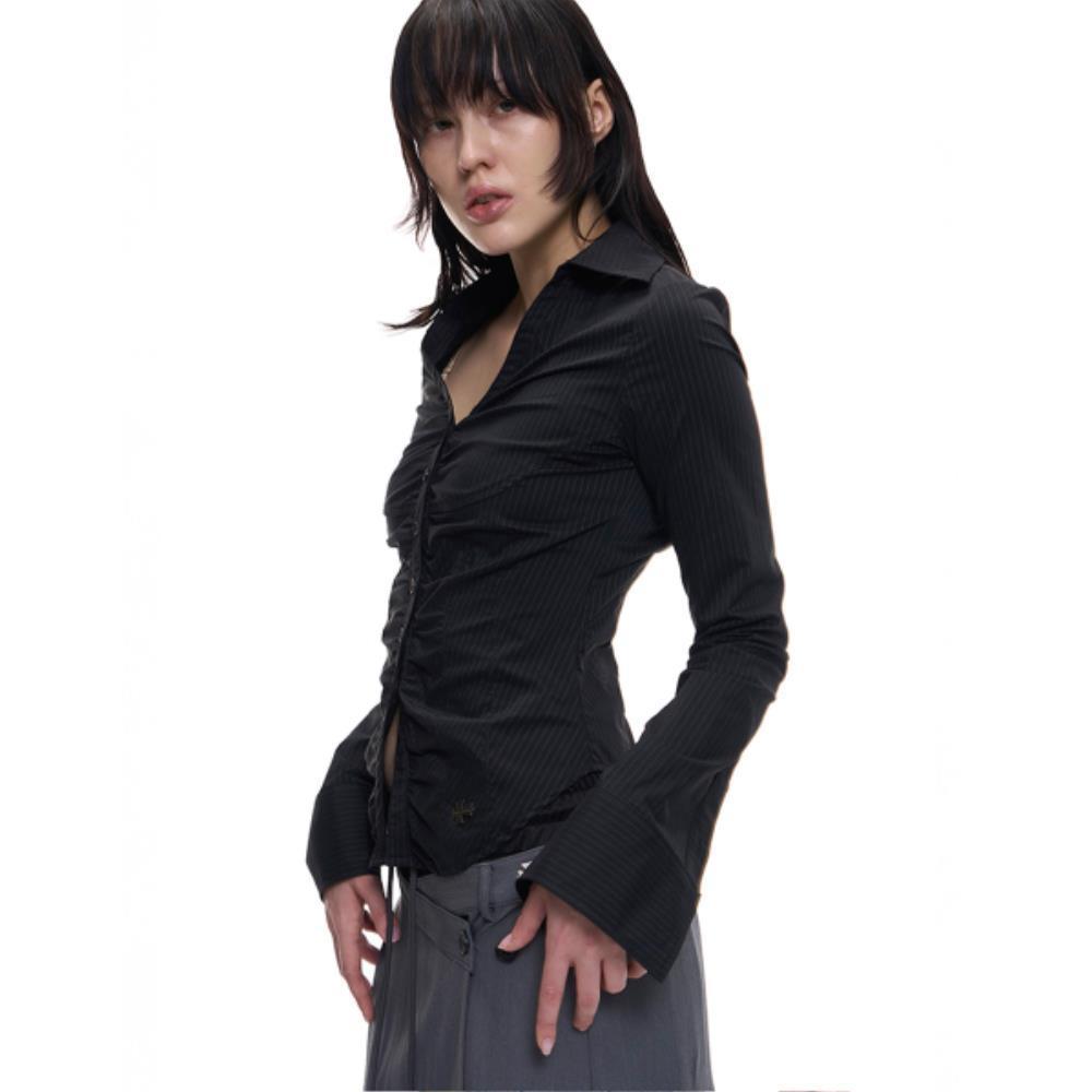 2000Archives BELLA TIE SHIRT BLACK STRIPE 2A25D1SH01BK