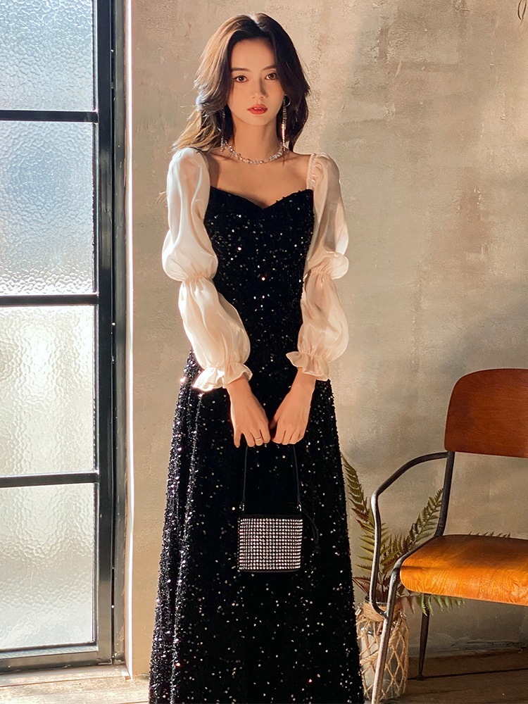 ドレス エレガント高級感成人式結婚式ドレス誕生日正式な場合演奏会 花嫁 司会パーティードレス　側開深いVネック 結婚式OL正式な場合礼装ドレスセクシーなワンピース