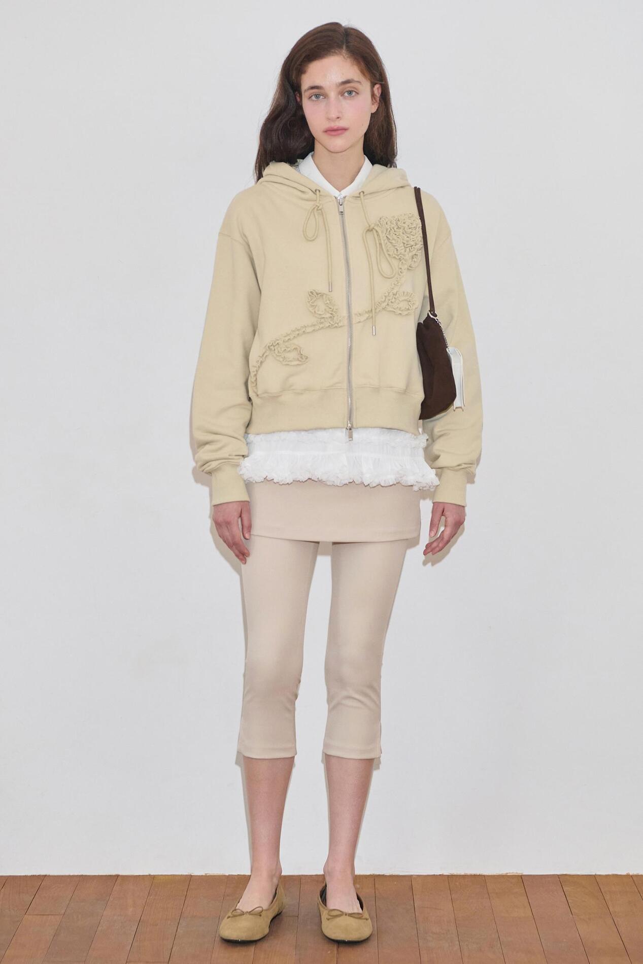 Qoo10 シヌーン Rose Frill Hood 無地 長