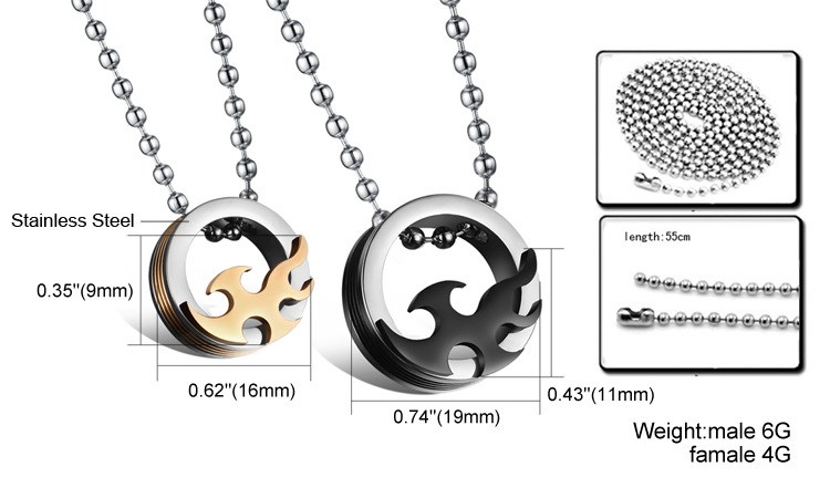 安心国内発送送料無料(^o^)／ペアネックレス人気　ペアネックレス安い　ステンレス ペアネックレス　カップルネックレス チタンペンダントネックレス お互いの愛情の絆　GX957