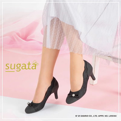 ムーンスター スガタ サンリオ レディース 痛くない パンプス ハローキティ コラボ ワイズ1E 歩きやすい 7cmヒール 静音リフト 疲れない 抗菌 防臭 軽量設計 MS SGTS404 ブラック 6,256円
