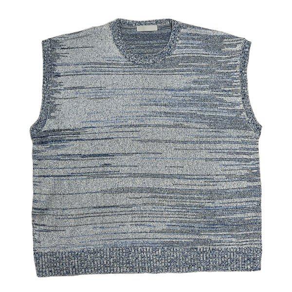 メンズ 季節の変わり目 オーバーサイズ ポップコーン ラウンド ニットベスト AC-VES-Q016-ソラ