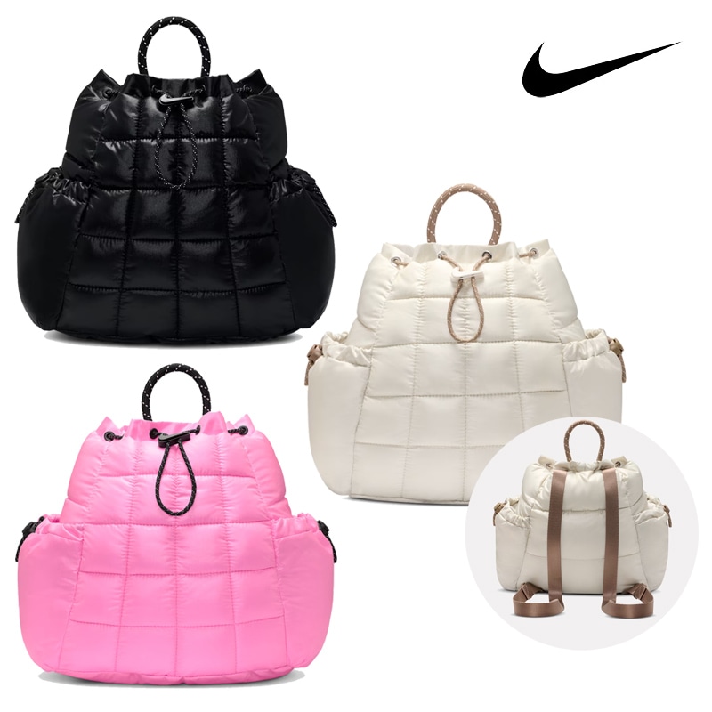 HQ6693 SPORTSWEAR PUFFLE BACKPACK 9L 2WAY コンパクト ライト 収納 キルティング ドローストリング 通勤 じりつ べんり コーデ提案 ジャケット カーディガン