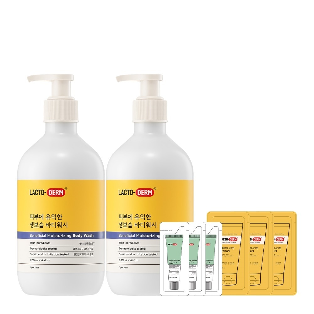 ジョングンダン健康ラクトダム肌に有益な生保湿ボディウォッシュ500ml 2個+クリーム6枚