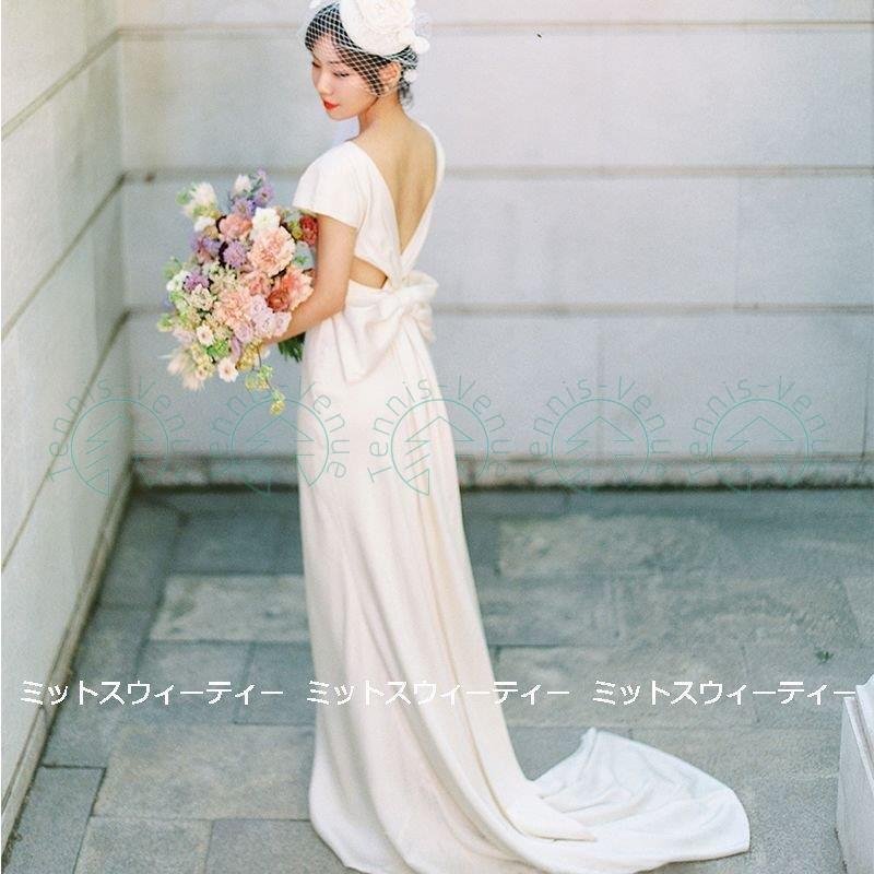ウェディングドレス ロングドレス 結婚式 ウエディングドレス 二次会 花嫁 前撮り エレガント サテ