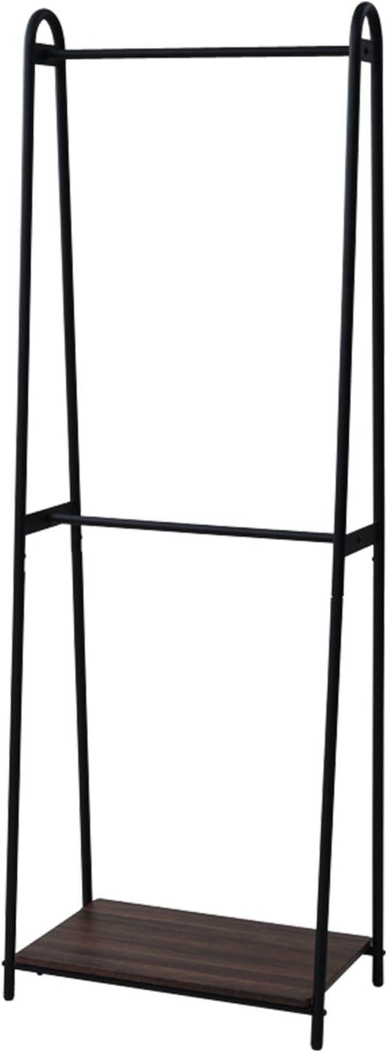 山善(YAMAZEN) ハンガーラック 幅66×奥行39.5×高さ188cm 2段 A型タイプ 棚板付き 全体耐荷重80kg 見せる収納 組立品 ウォルナット/ブラック ASH-T(WL/BK)