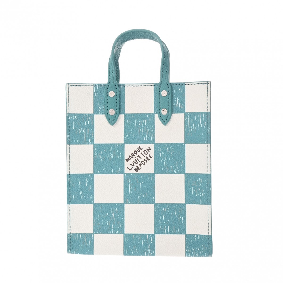 ダミエ チェッカーボード サックプラ XS ブルー ホワイト N60495 メンズ レザー ハンドバッグ Aランク 中古 銀蔵