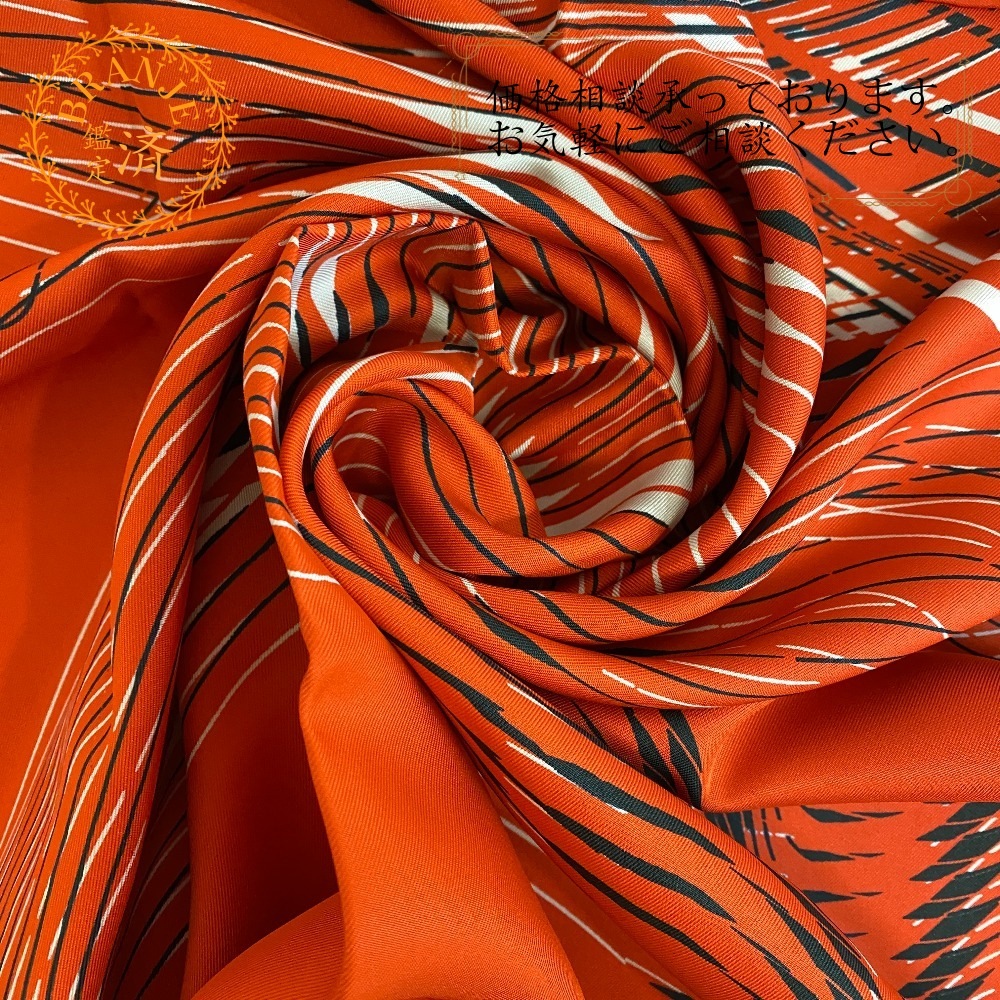 カレ90 H Cinetique シルク スカーフ レッド レディース