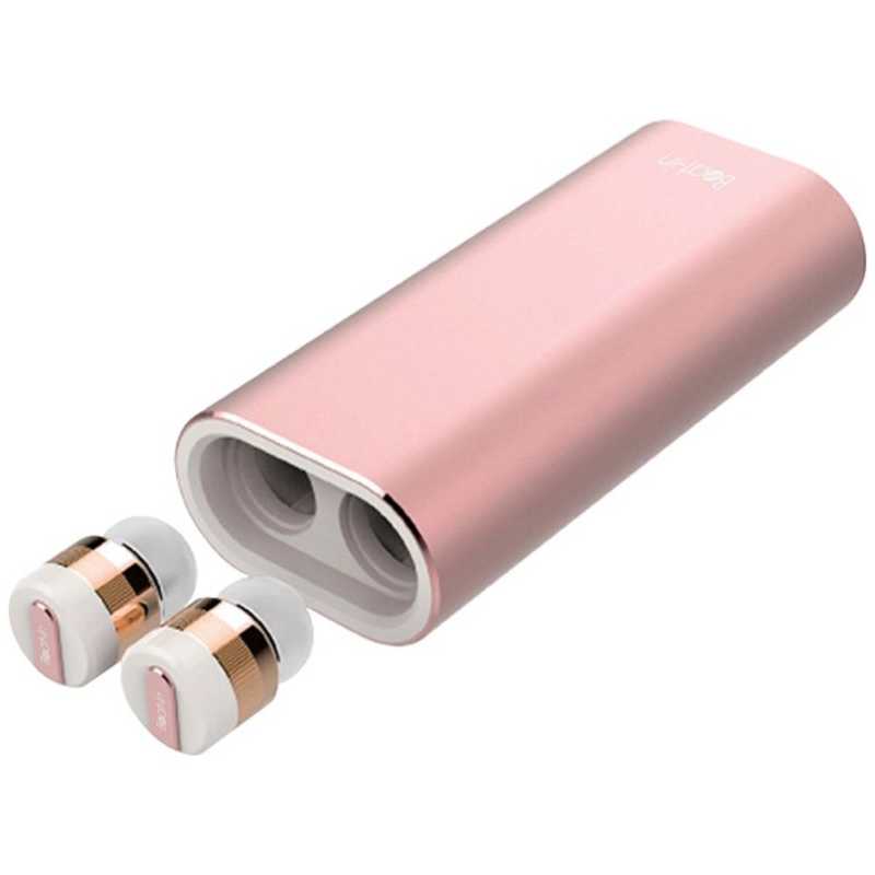 ROA　フルワイヤレスイヤホン リモコン・マイク対応 ローズゴールド Beat-in Power Bank　BI9317
