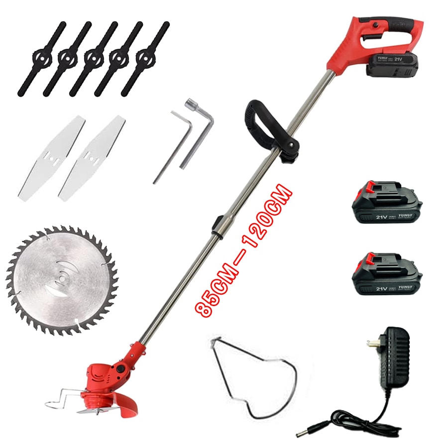 草刈機 充電式 電動草刈り機 刈払機 コードレス 伸縮 角度調整 雑草 替刃付き バッテリー2個付き 無線 軽量 【翌日発送】