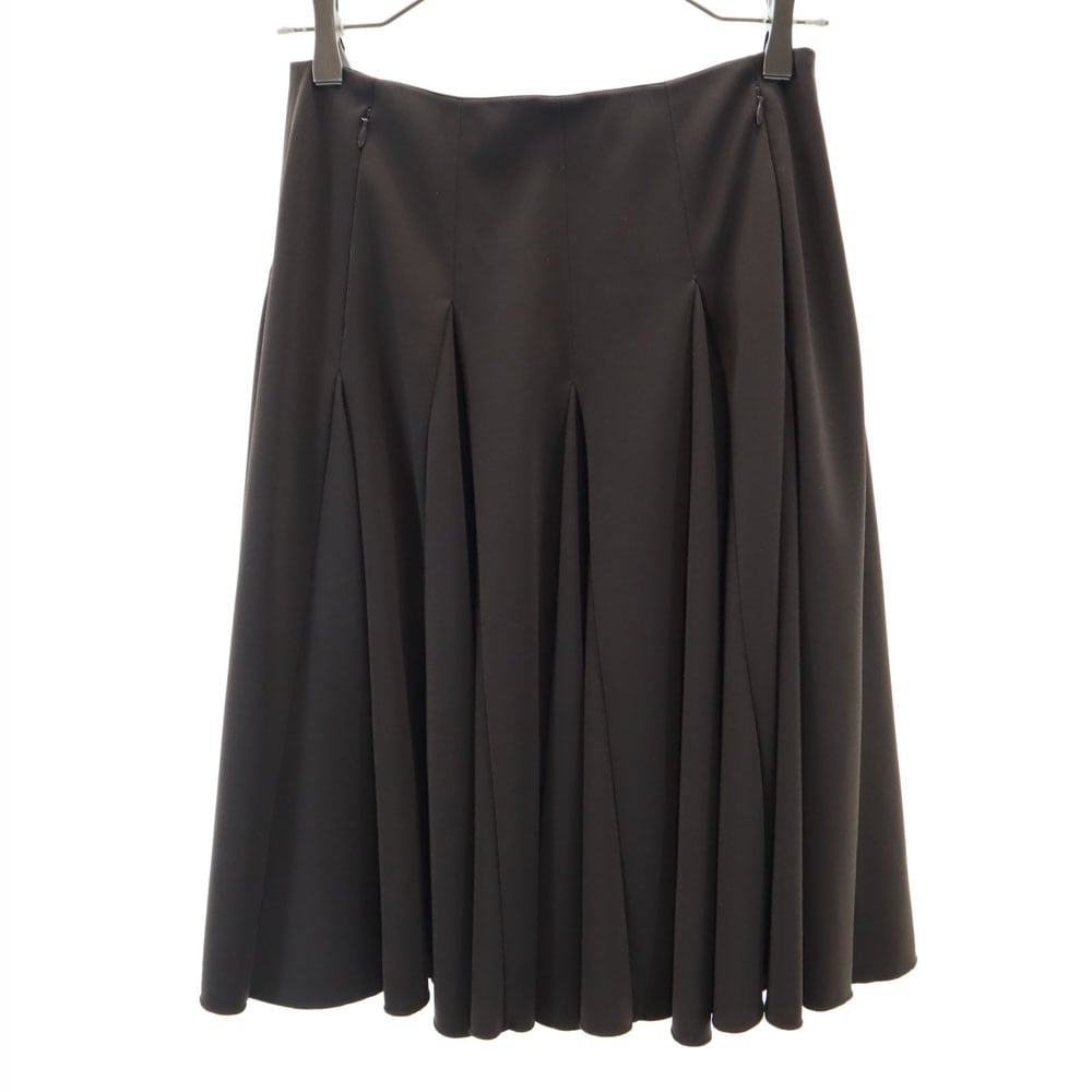 フォクシーニューヨーク 日本製 ミディ丈 フレアスカート 40 ブラウン FOXEY NEW YORK ボンディング加工 レディース