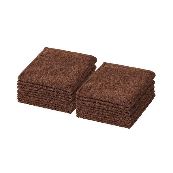 （まとめ） おしぼりタオルブラウン 1パック（10枚） [x5セット]