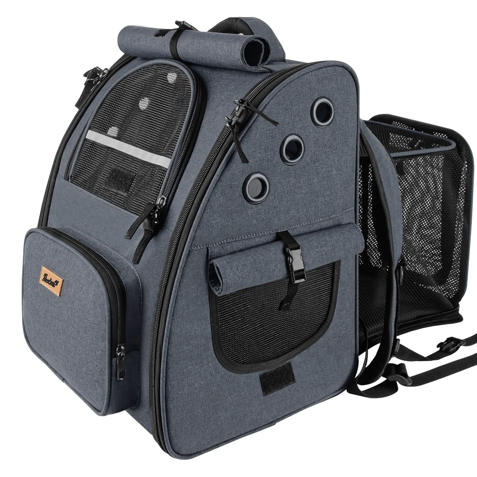 拡張機能付犬 猫　ペット用リュック 飛び出し防止　伸縮可能 折りたたみ 通気性 手さげ リュック3WAY 旅行 通院 買い物　災害対策用 ロック機能 パッド付き 幅34×奥行54×高さ40cm