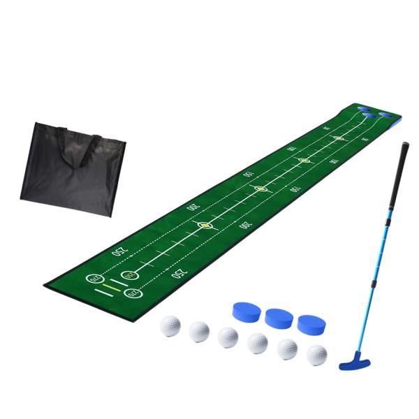 ゴルフパッティングマット 練習用ゴルファー ゴルフトレーニング補助具 ゲームゴルフ 屋内用 ブルー パターボール付き