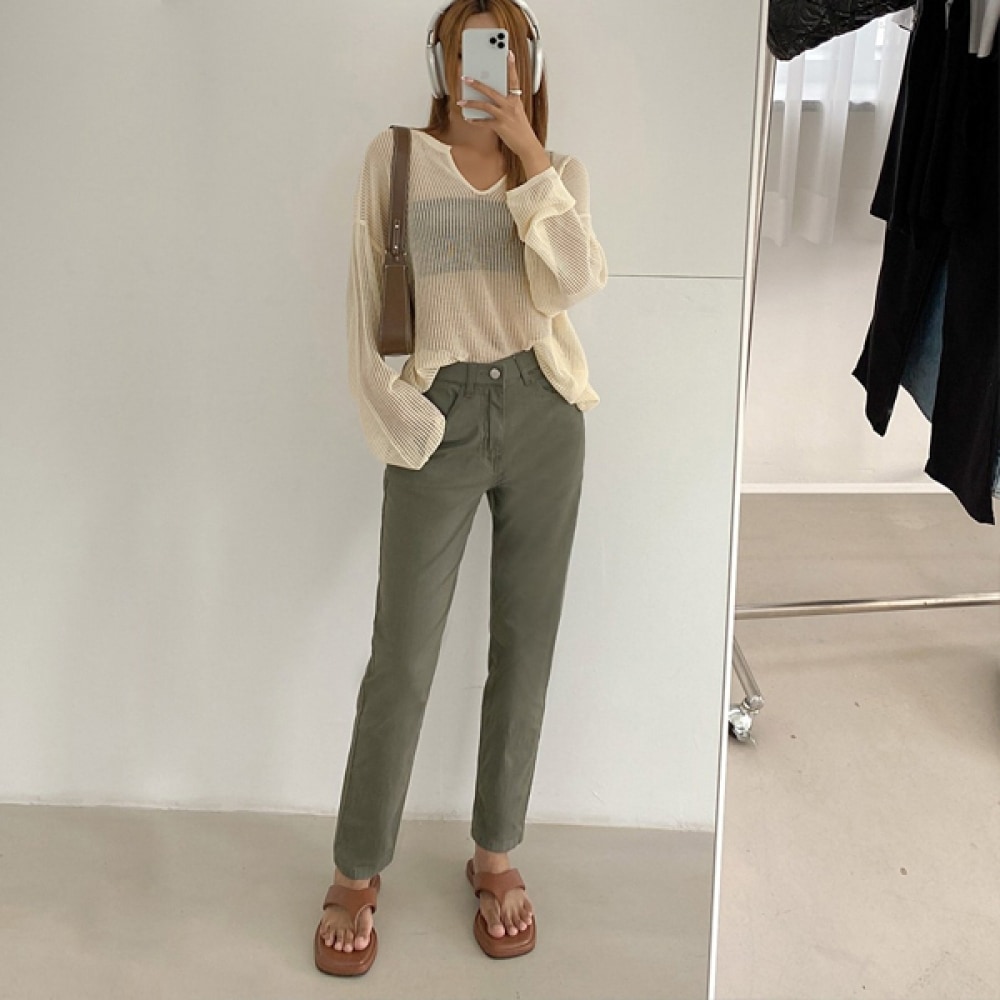 [イヴェレットバイジェイスタイル] ドゥミヘンストレート隠しバンディングパンツ