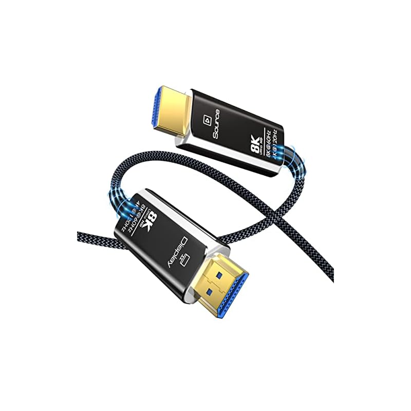 DGHUMEN 8K 光ファイバー HDMIケーブル 10M 超高速 48Gbps HDMI 2.1 ケーブル ナイロン編み 8K@60Hz 4K@120Hz/144Hz eARC HDR HDCP