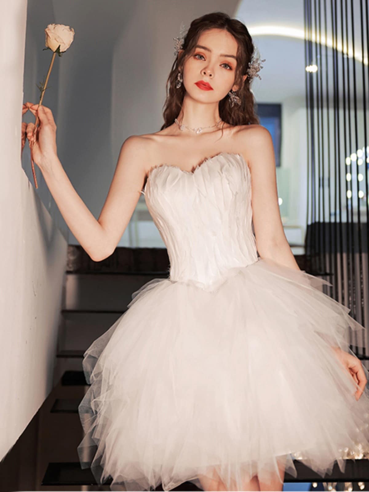 ホワイト ブラック ドレス スリム 花嫁 乾杯 プロム ディナー 誕生日 パーティー ホスト ショート セレモニー