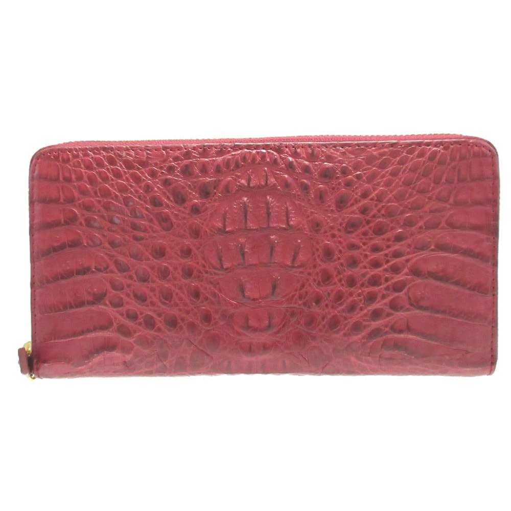 未使用品 カイマンクロコダイル ラウンドファスナー CJN0477AWEMT 長財布 カイマン/カイマン ボルドー 0602【中古】CAIMAN CROCODILE レディース