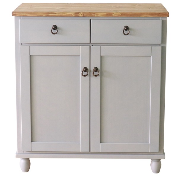 キャビネット 約幅78cm グレー 木製 扉付き 脚付き 収納家具 インテリア家具 リビング家具 ダイニング家具 完成品