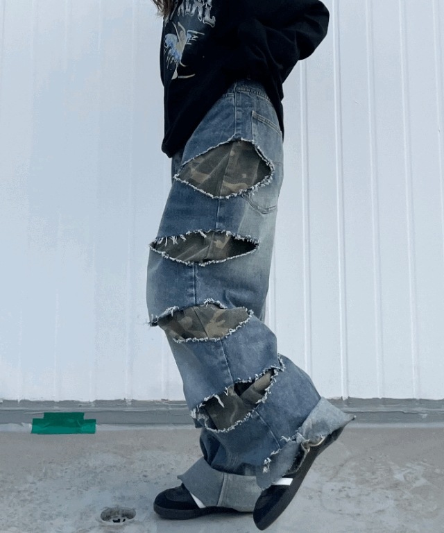 destroyed camo pants