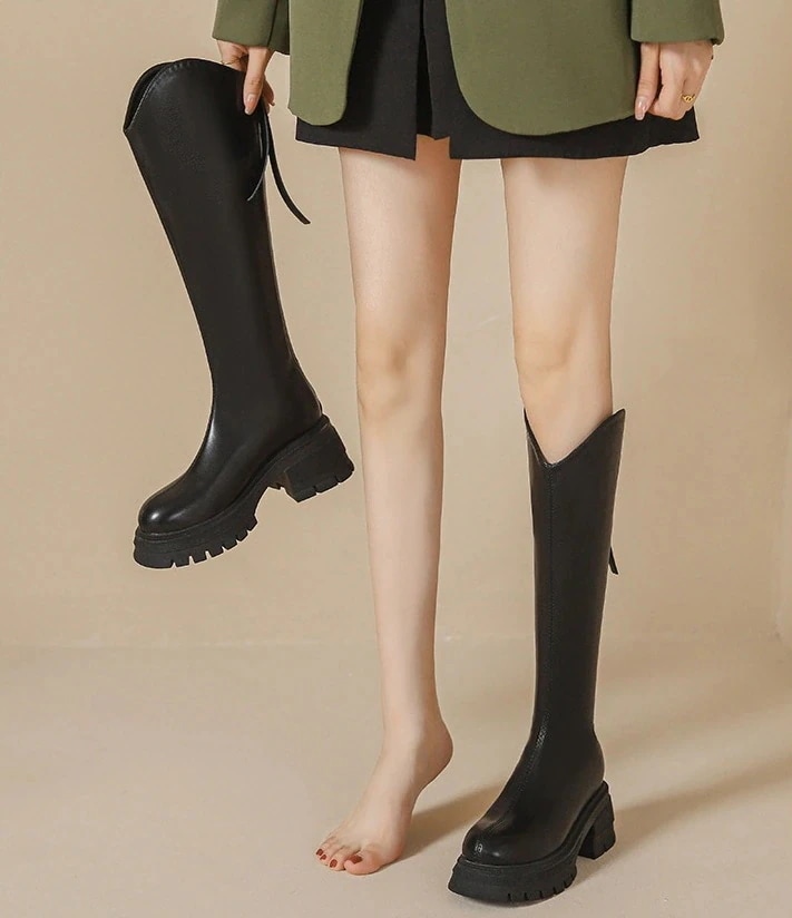 ロングブーツが復活! 秋冬ファッション レディースブーツ ブーツ ローヒール 快適 靴 防寒 美脚 シューズ 厚底ブーツ シューズ 厚底シューズ ブーティー 美脚 歩きやすい