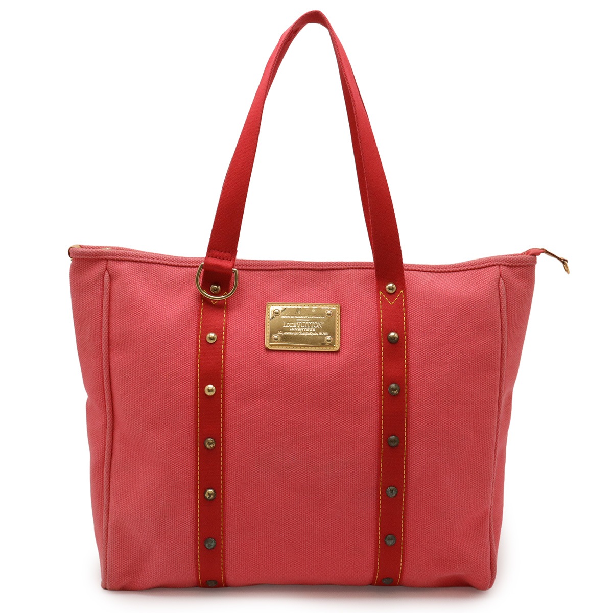 アンティグアライン カバGM トートバッグ ショルダーバッグ スタッズ キャンバス ローズ ピンク M4008