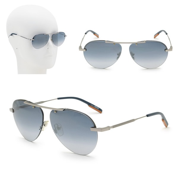 サングラス EZ0117/S 14X 61 Ermenegildo Zegna シルバー ネイビーグラデーション ノーズパッド UVカット