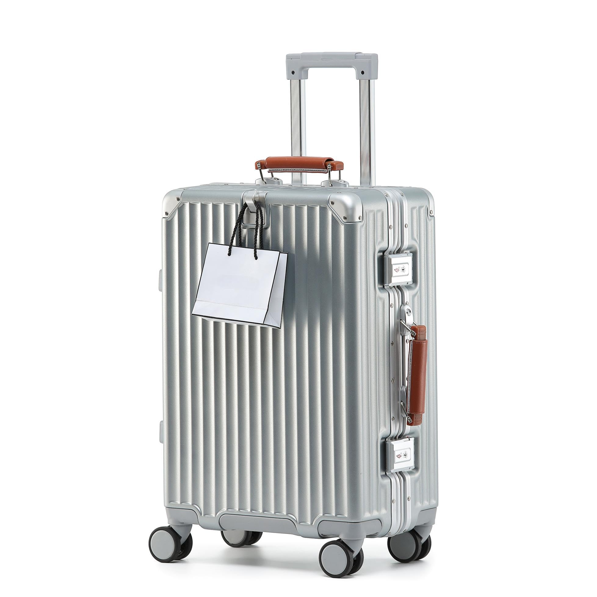 [Yuweijie] 新感覚！モダン！スーツケース キャリーケース 機内持ち込み 大型 シルバー 軽量アルミフレーム式 キャリーバッグ 静音 ダブルキャスター TSAロック レトロ おしゃれなハンドル 7,935円