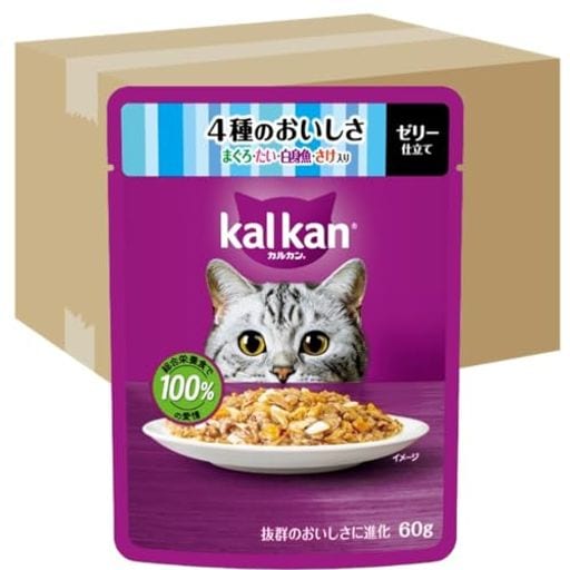 カルカン パウチ 1歳から 60g×120袋(12袋入り×10箱) 4種のおいしさ まぐろ・たい・白身魚・さけ入り 成猫用 ウェットフード キャットフード 総合栄養食 水分補給 毎日食べることを考えた