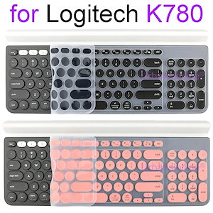 3営業日発送LOGITECH-K780 K780用のシリコンTpuキーボードカバー,ワイヤレス,Bluetooth保護フィルム付き,透明な黒とピンク