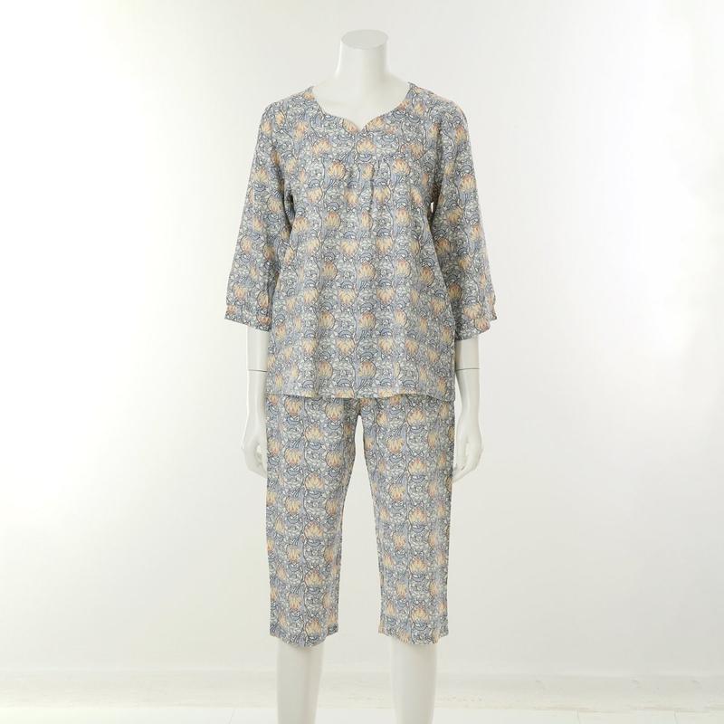 柔らかくサラサラした涼しい肌触りのホームウェアセット[VVEPS04WS/BU]