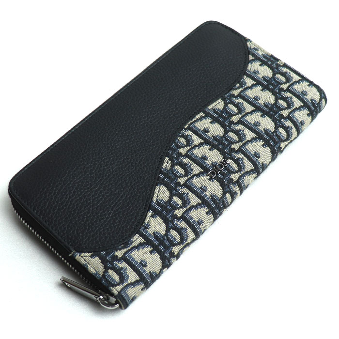 Dior ディオール オブリーク ジャカード ロングジップウォレット 長財布 ネイビー 2ADBC315YKS_H05E レディース 中古