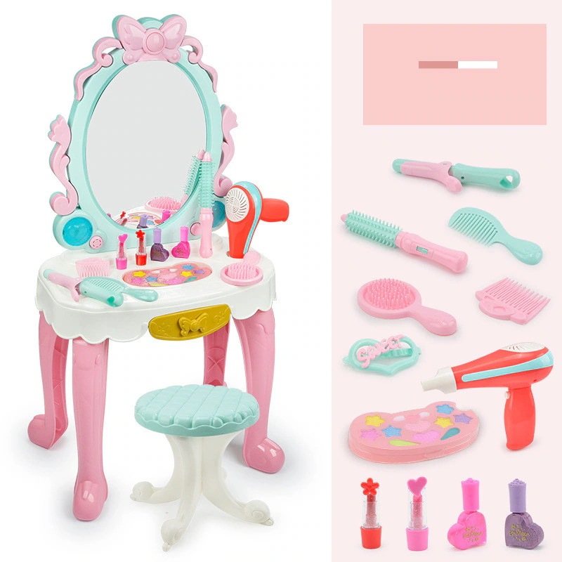 子供用シミュレーションドレッシングテーブルおもちゃセットガールジュエリーままごと軽音楽収納テーブルスツール付き 4,818円