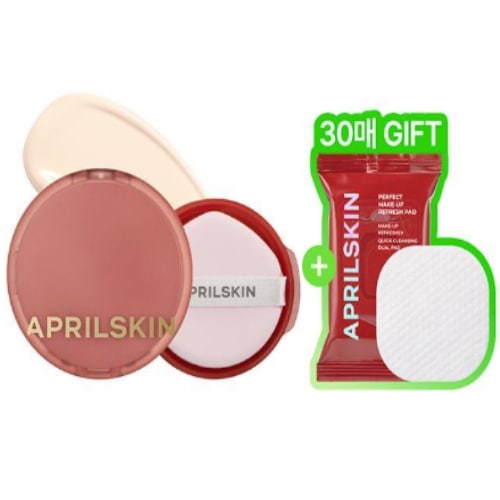 [韓国コスメ] APRILSKIN ヒーロークッション ファンデーション 企画セット （本品＋リフィル＋メイク直しパッド30枚） 高密着・カバー力