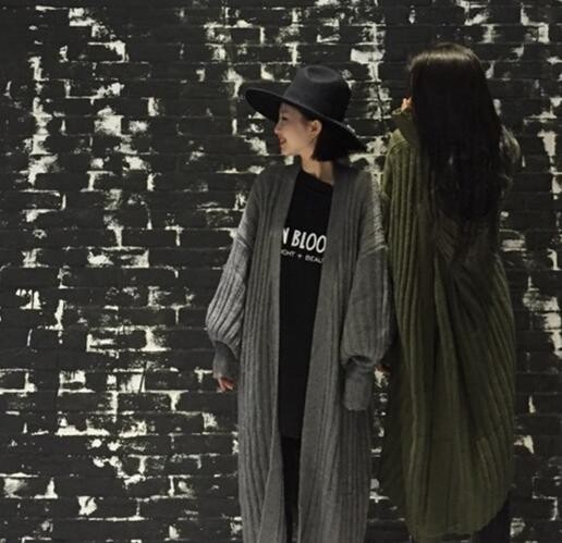 5108.ロング丈ニットコート（グレー）2019 春夏 sale アウター 美ライン おしゃれ ガウン オフィス ビジネス お出かけ 女子会 普段使い 通勤 通学