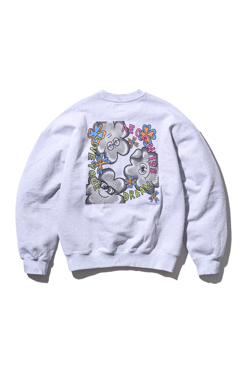 【AECA WHITE】 CLOVER SOUL SWEAT SHIRT : LIGHT GREY