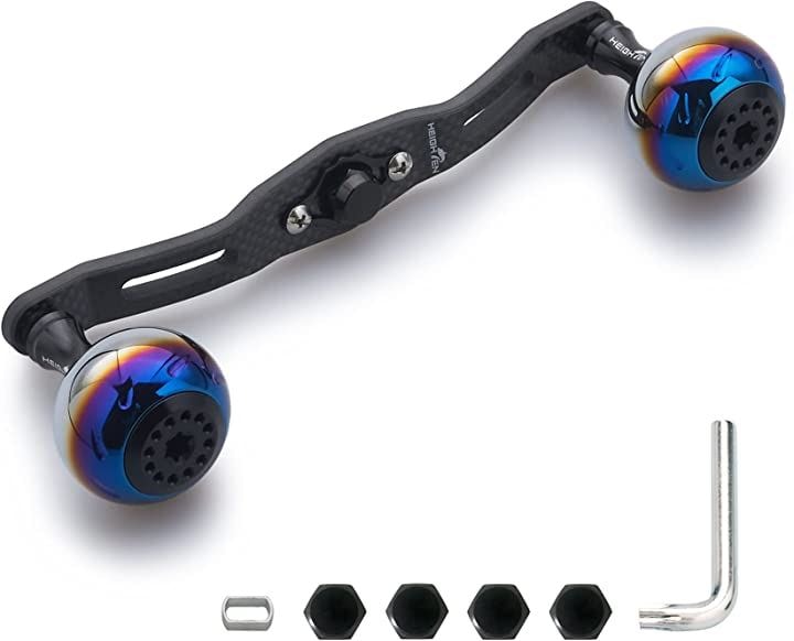 リール ハンドル カーボン 30mmノブ搭載 シマノ SHIMANO ダイワ DAIWA アブ Abu 通用 ベイトリール Aurora Series 353(ブラック, 110mm)