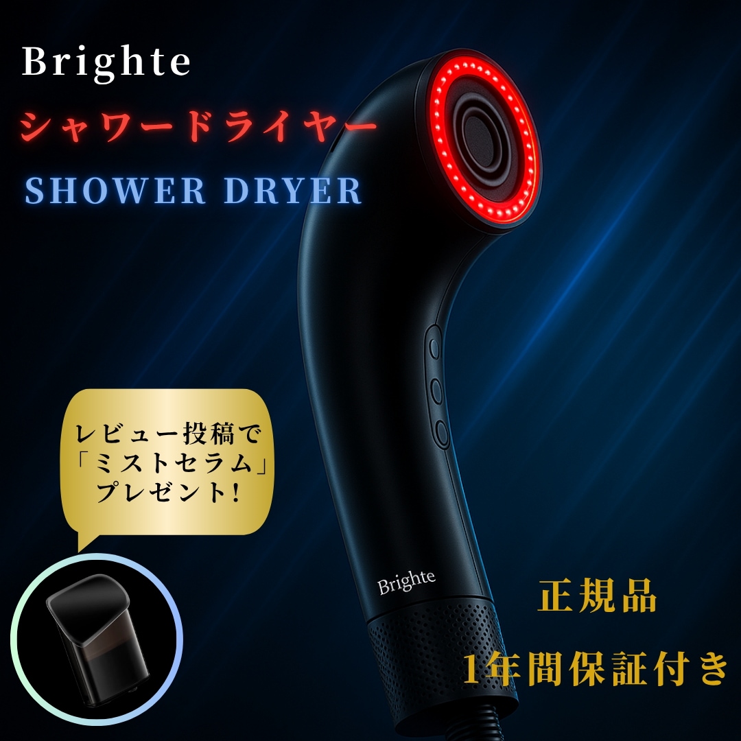 【正規品】SHOWER DRYER ブライト シャワードライヤー ナノミスト 次世代型ドライヤー 大風量 速乾 パワフル 超軽量 高機能 高性能
